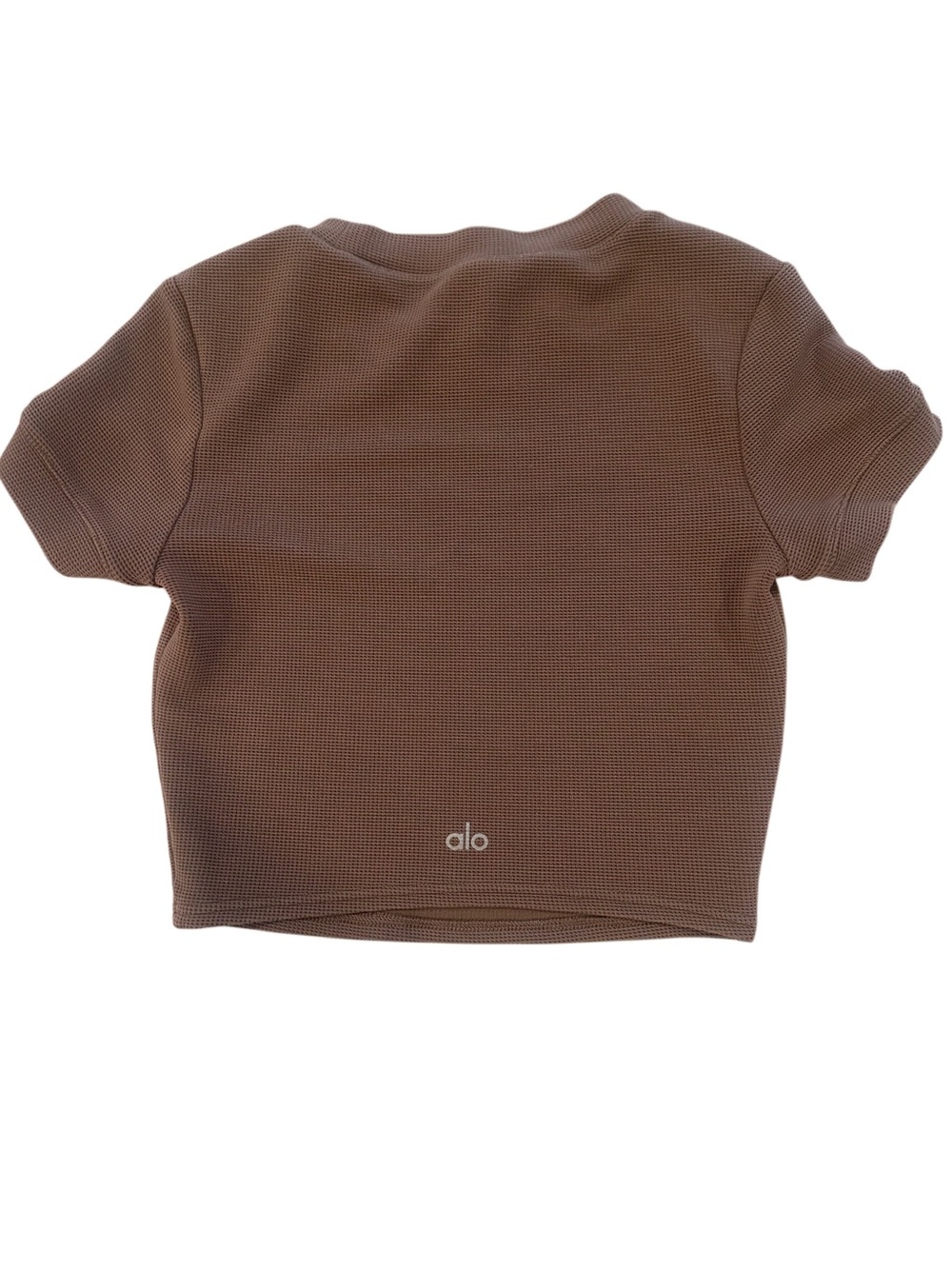 Alo Women's Brown Waffle Crop Top & Pants Set - Picture 3 of 13